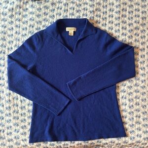 Vintage Peck & Peck Royal Blue Collared V-Neck Sweater